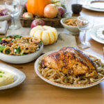 Thanksgiving table with onions