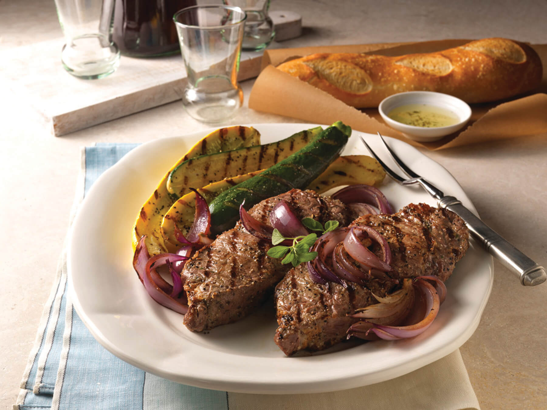 Beef Top Loin Steaks with Balsamic Red Onion Relish