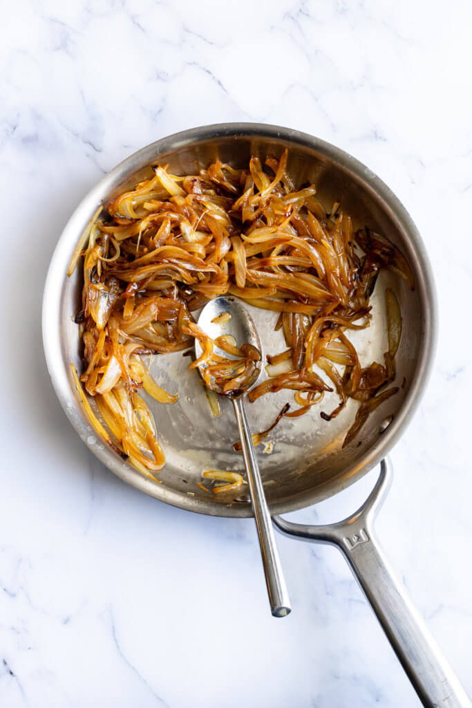 Caramelized onions in a pan