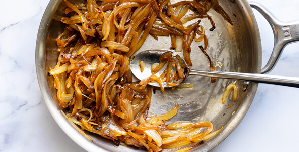 Caramelized onions in a pan