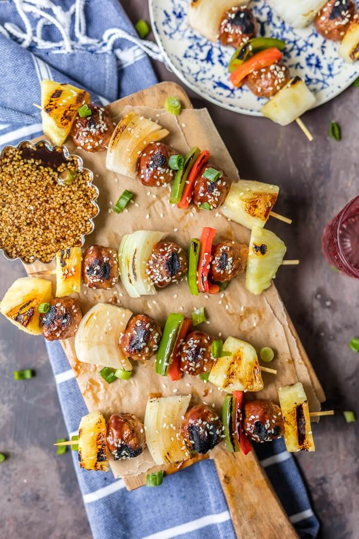 Teriyaki Recipes | Chicken Teriyaki Meatball Skewers from The Cookie Rookie