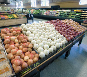 onions in grocery produce department