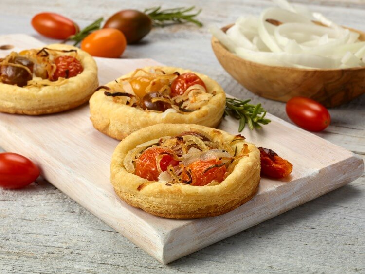 Sweet Onion Tomato Tartlets