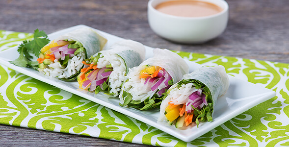 Thai Salad Rolls with Spicy Peanut Dipping Sauce National Onion Association