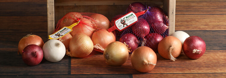 Bagged Onions with Natures Ninja labels