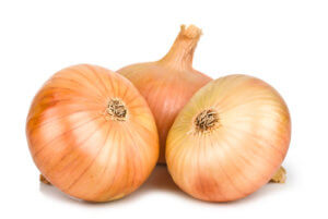 Three Sweet Onions on white background
